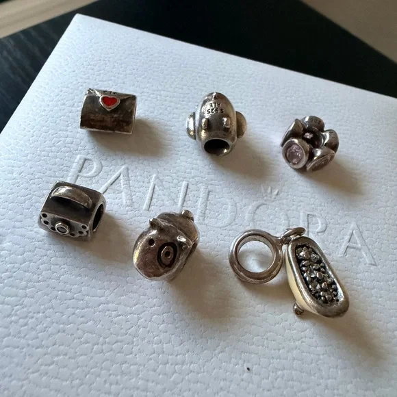 SOLD! Pandora Silver Red Charm Collection bundle tub dog - Picture 2 of 16